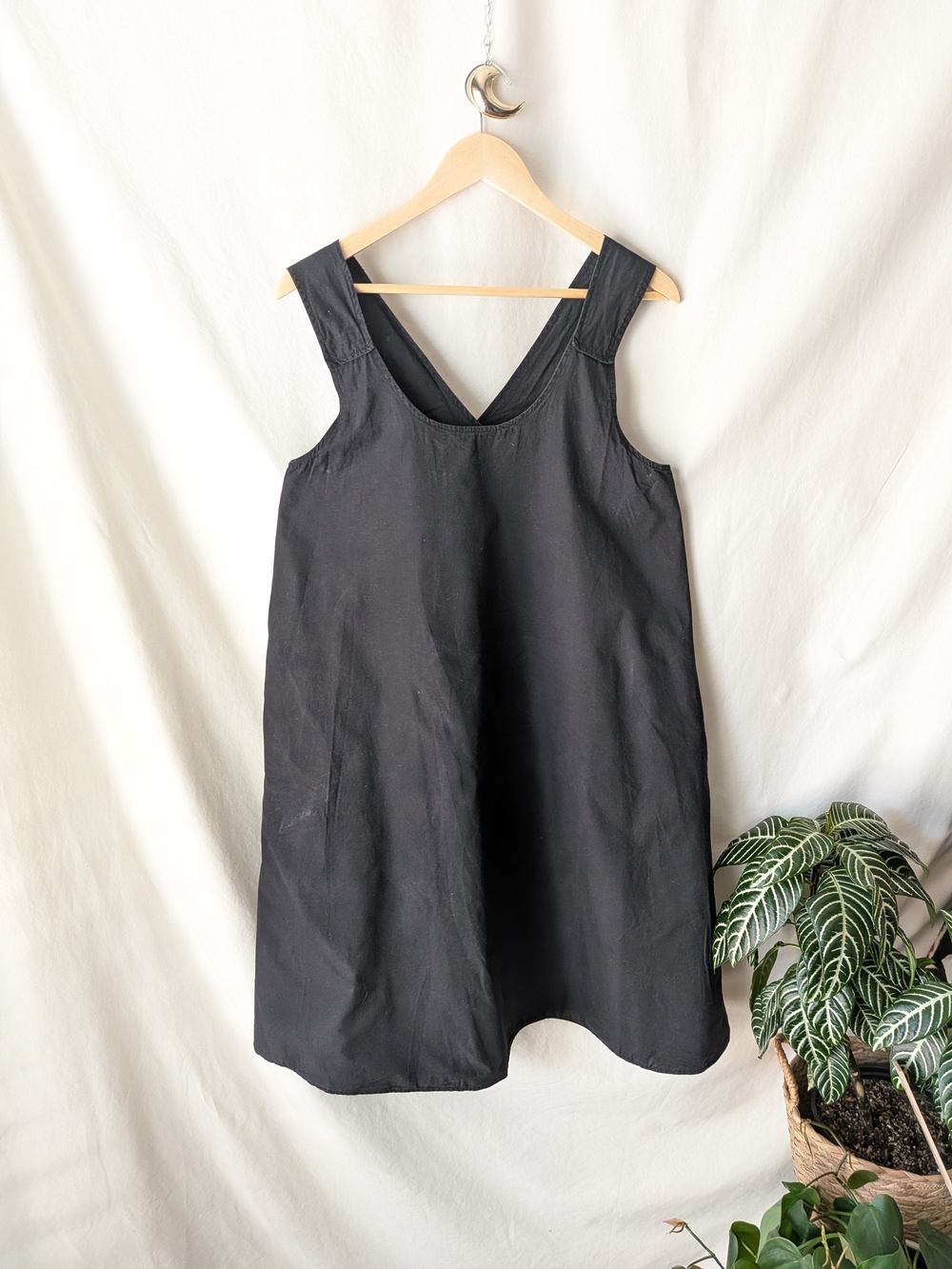 Pip-Squeak Chapeau Black Cotton Sleeveless Wrap Dress Made in USA